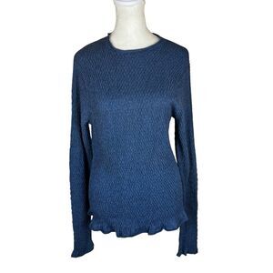 Ulla Johnson Blue Peplum Hem Knit Top M